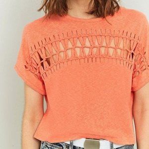 Coral Comfy Shredded Urban Outfitters Crop Top